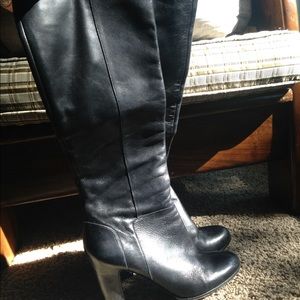 Sam Edelman black leather, heeled boots.